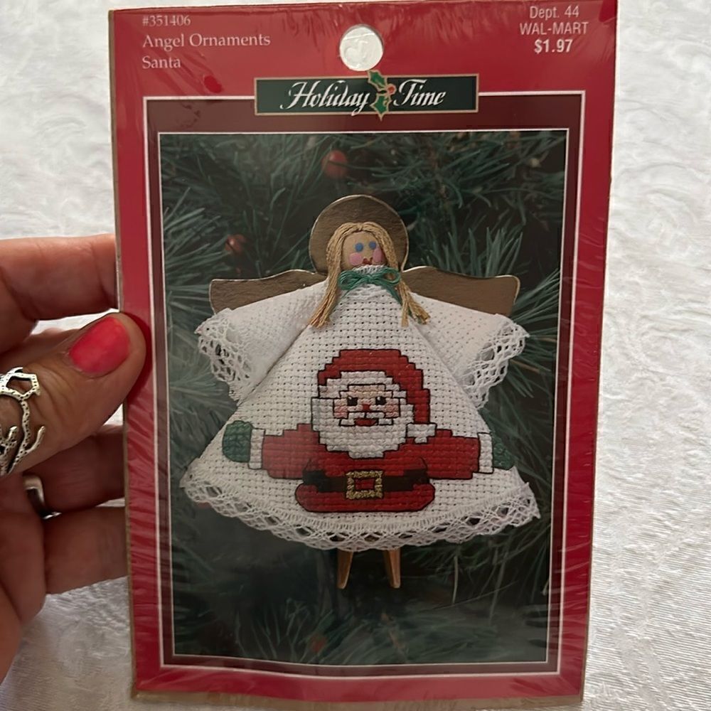 Counted Cross Stitch Kit Holiday Time Christmas Ornaments Vintage Craft Kit